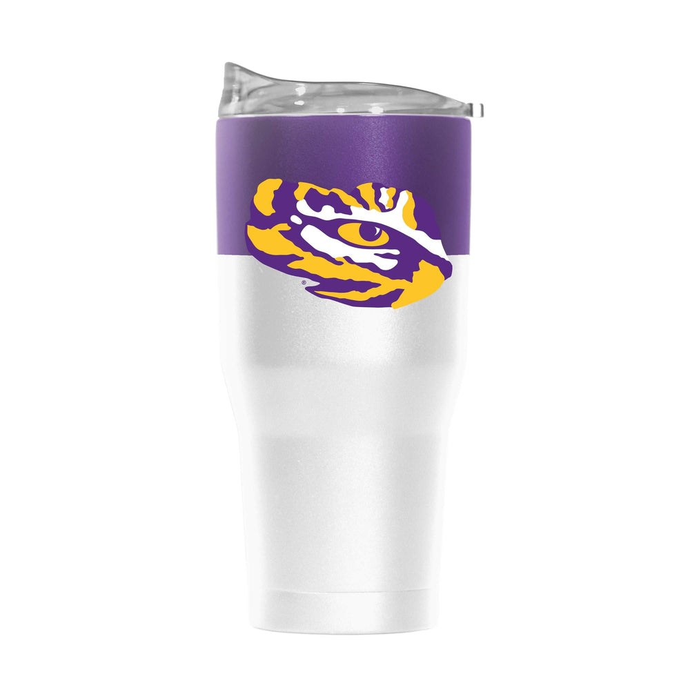 LSU 30oz Colorblock White Powder Coat Tumbler - Logo Brands - Flyclothing LLC