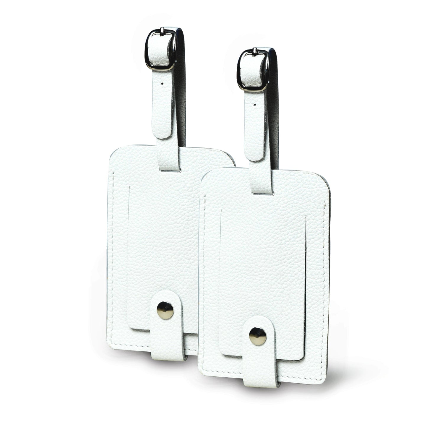 White Leather Luggage Tags Set - Classy Leather Bags - Flyclothing LLC