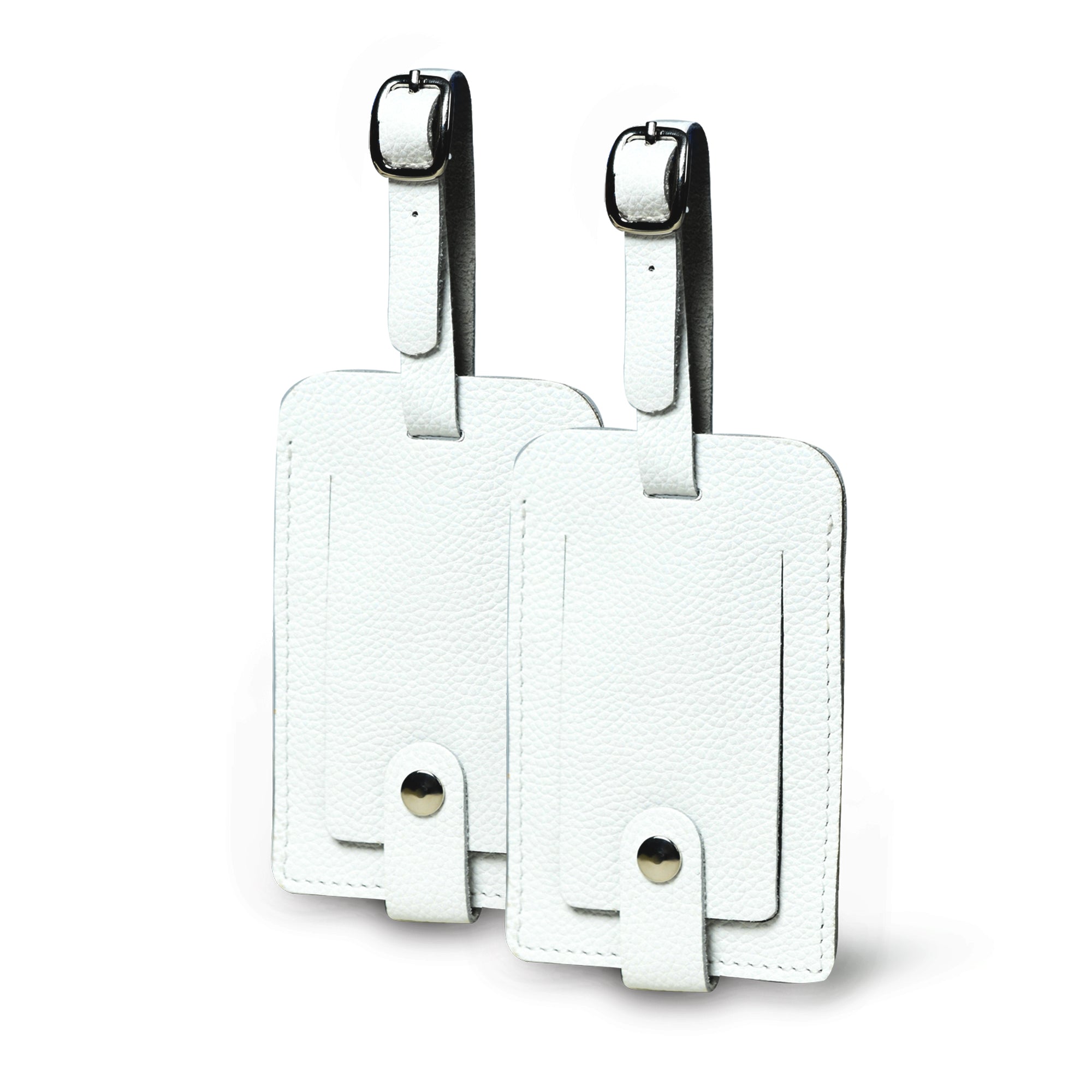 White Leather Luggage Tags Set - Classy Leather Bags - Flyclothing LLC