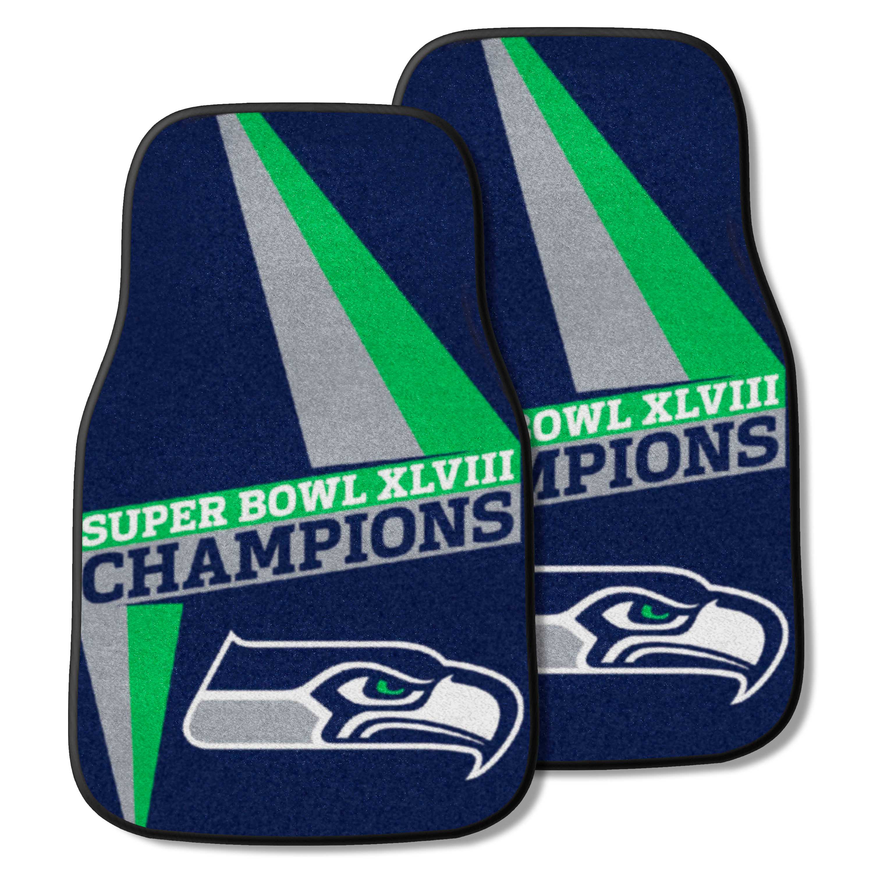 Seattle Seahawks Front Carpet Car Mat Set - 2 Pieces, 2014 Super Bowl XLVIII Champions - Seattle Seahawks