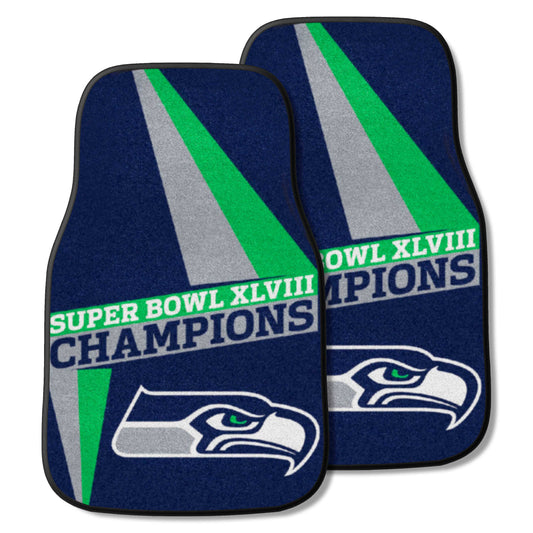 Seattle Seahawks Front Carpet Car Mat Set - 2 Pieces, 2014 Super Bowl XLVIII Champions - Seattle Seahawks