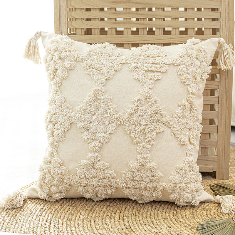 Home Furnishing Tufted Throw Pillow With Tassels Sofa Pillow Cushion - My Store - Flyclothing LLC