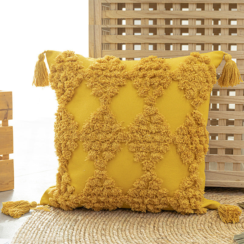 Home Furnishing Tufted Throw Pillow With Tassels Sofa Pillow Cushion - My Store - Flyclothing LLC