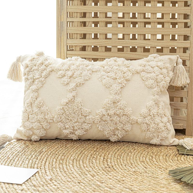 Home Furnishing Tufted Throw Pillow With Tassels Sofa Pillow Cushion - My Store - Flyclothing LLC