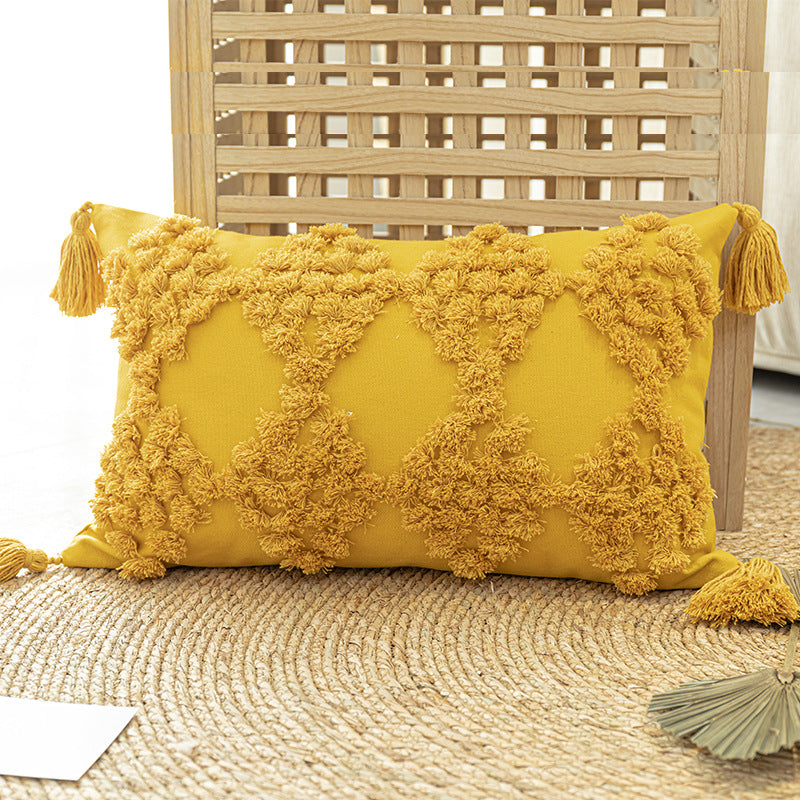 Home Furnishing Tufted Throw Pillow With Tassels Sofa Pillow Cushion - My Store - Flyclothing LLC