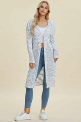 Double Take Full Size Open Front Longline Cardigan - Trendsi - Flyclothing LLC