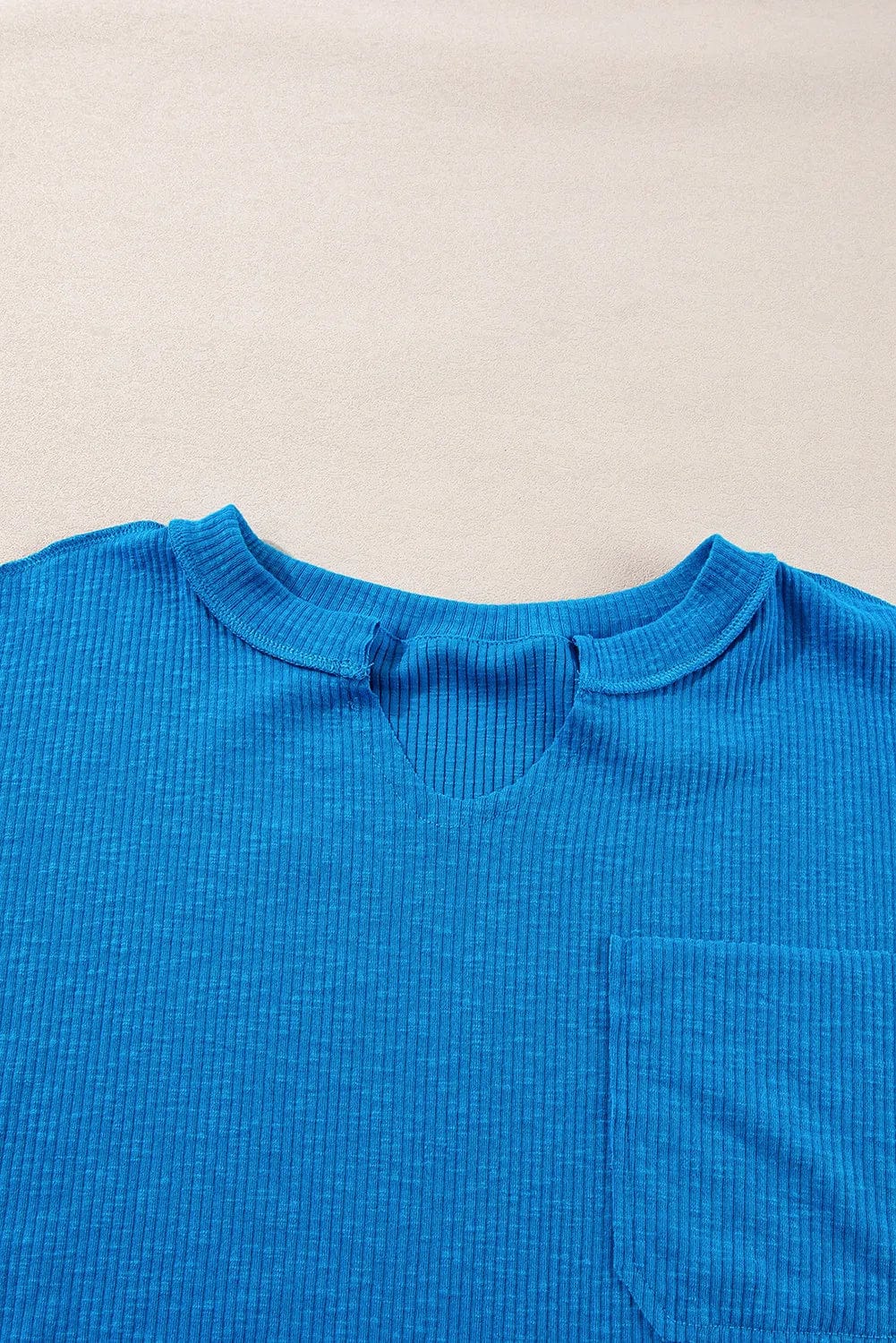 Exposed Seam Notched Long Sleeve Blouse - Trendsi - Flyclothing LLC