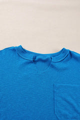 Exposed Seam Notched Long Sleeve Blouse - Trendsi - Flyclothing LLC