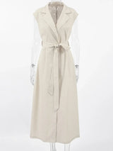 Tie Waist Cap Sleeve Maxi Dress - Trendsi - Flyclothing LLC