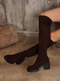 Leopard Round Toe Block Heel Boots - Trendsi - Flyclothing LLC