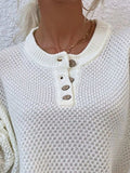 Button Detail Long Sleeve Knit Top - Trendsi - Flyclothing LLC
