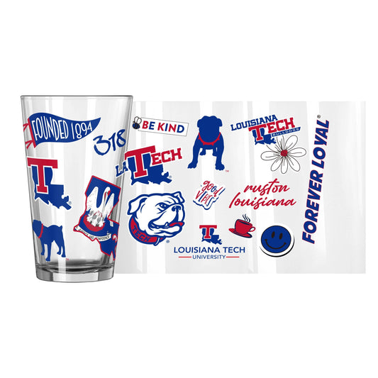 Louisiana Tech 16oz Native Pint Glass - Logo Brands - Flyclothing LLC