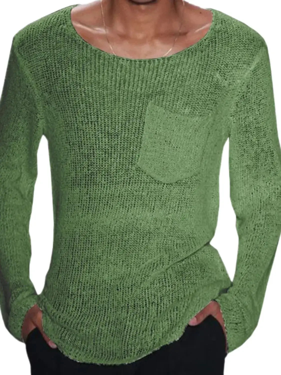 Men's Plus Size Round Neck Long Sleeve Knit T-Shirt - Trendsi - Flyclothing LLC
