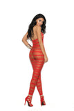 Elegant Memories Red Red Striped Bodystocking 1632