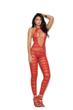 Elegant Memories Red Red Striped Bodystocking 1632