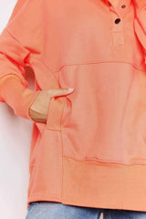 Double Take Quarter-Snap Dropped Shoulder Hoodie - Trendsi - Flyclothing LLC