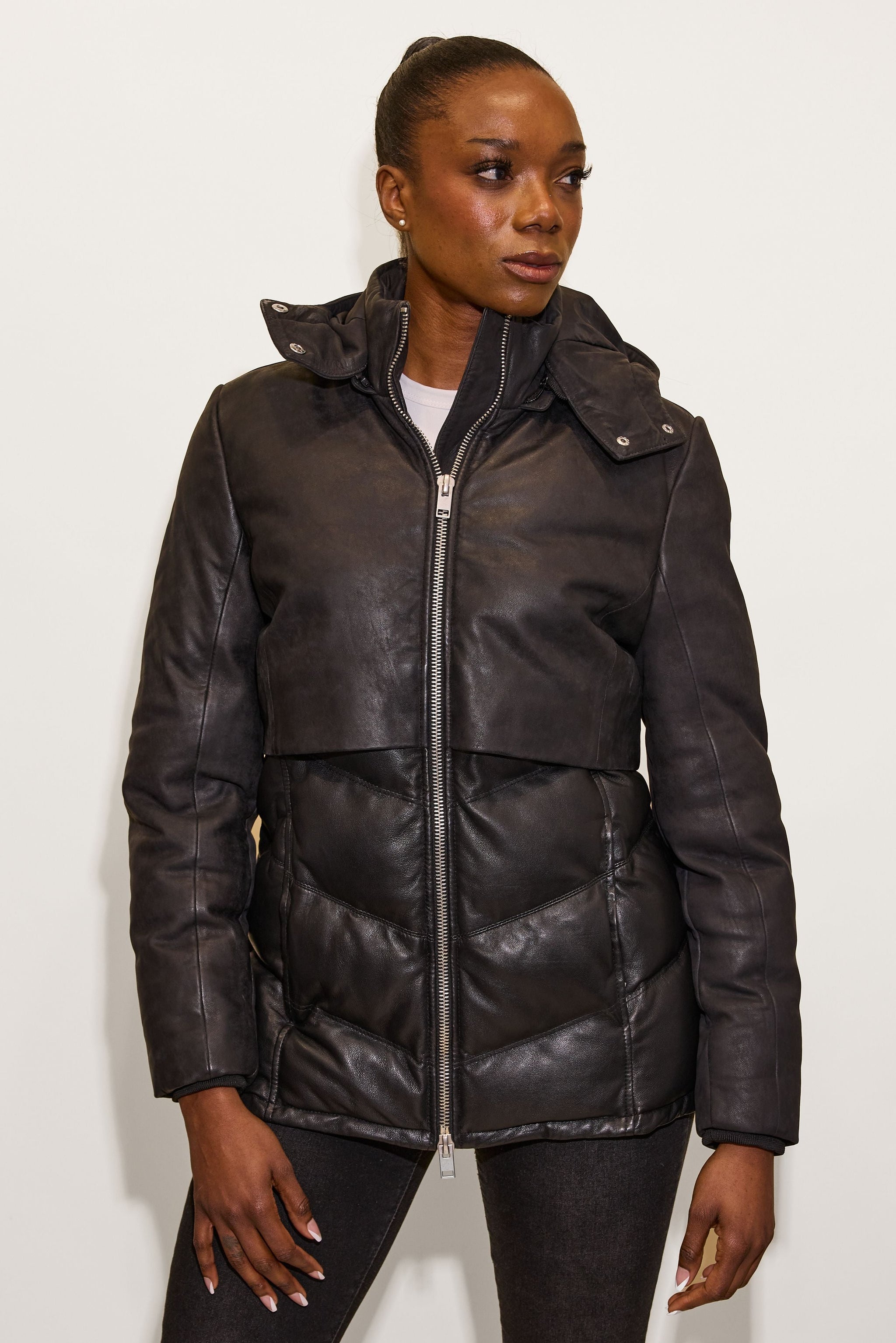 Belinda CF Leather Jacket, Anthracite