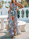 Printed Halter Neck Maxi Dress - Trendsi - Flyclothing LLC