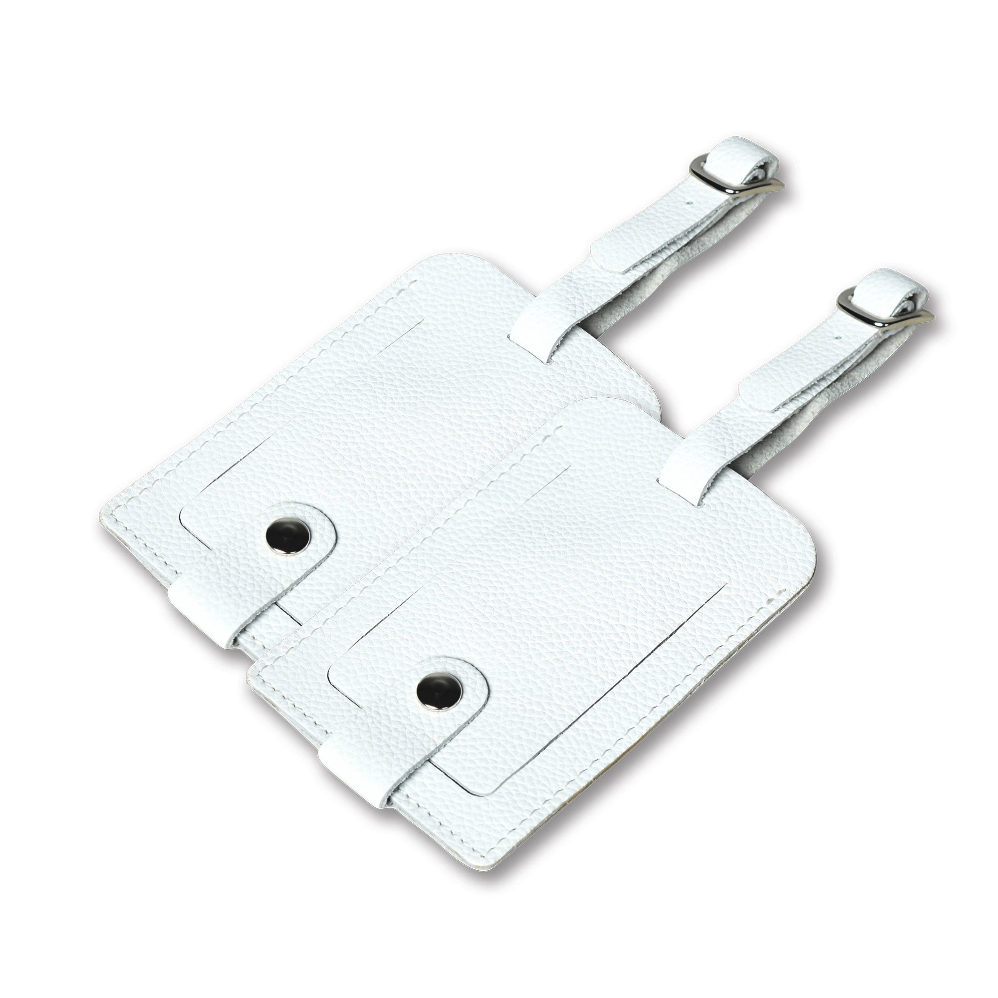 White Leather Luggage Tags Set - Classy Leather Bags - Flyclothing LLC