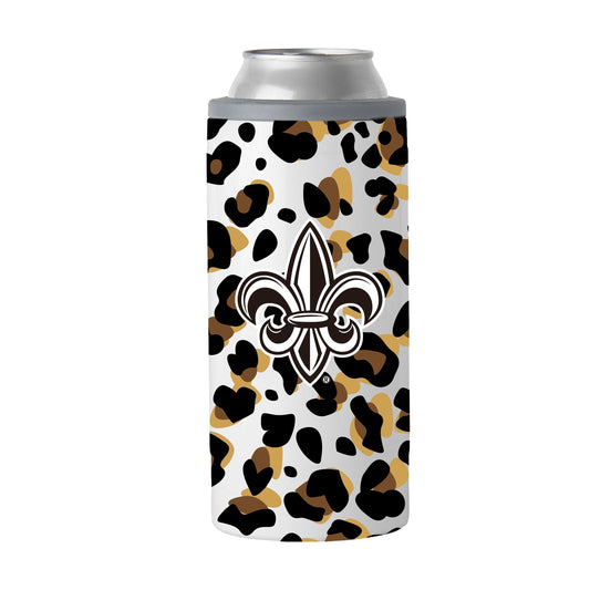 Louisiana - Lafayette 12oz Neutral Leopard Slim Can Coolie - Logo Brands - Flyclothing LLC