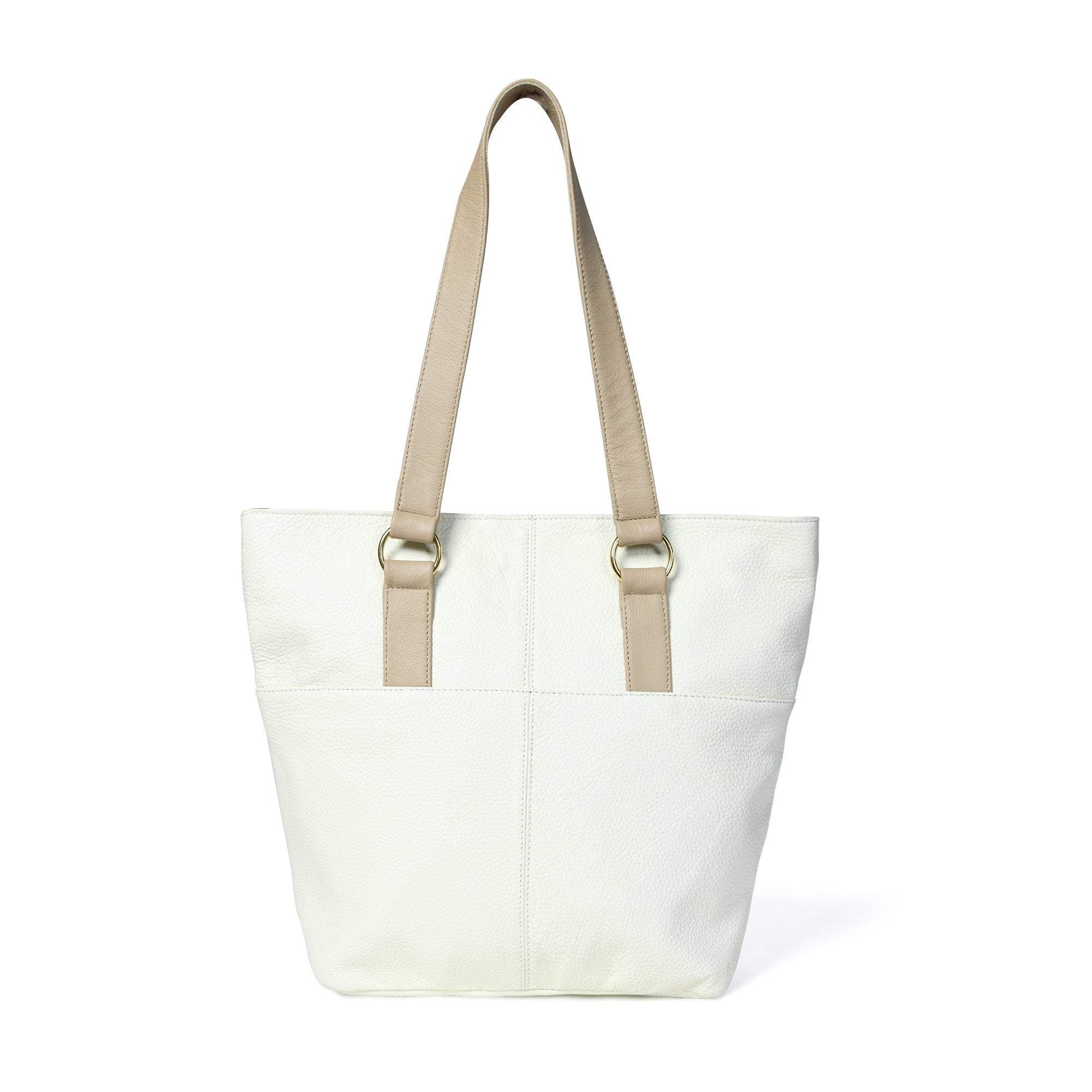 The Ivory Leather Tote - Classy Leather Bags - Flyclothing LLC