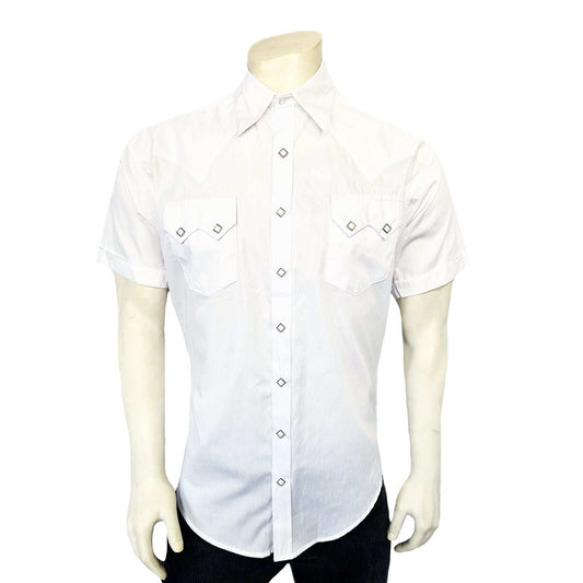 Rockmount Ranch Ware Men's Solid White Cotton Blend Short Sleeve Western Shirt - Rockmount Clothing - Flyclothing LLC
