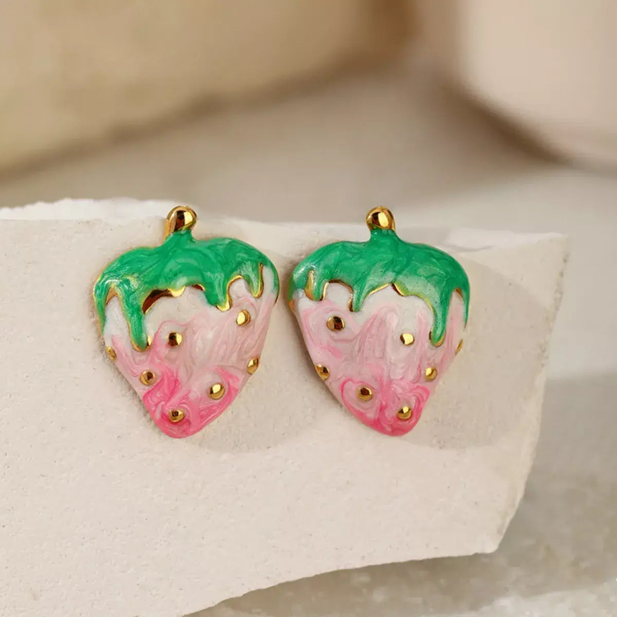 Colorful Strawberry Stud Earrings - Trendsi - Flyclothing LLC