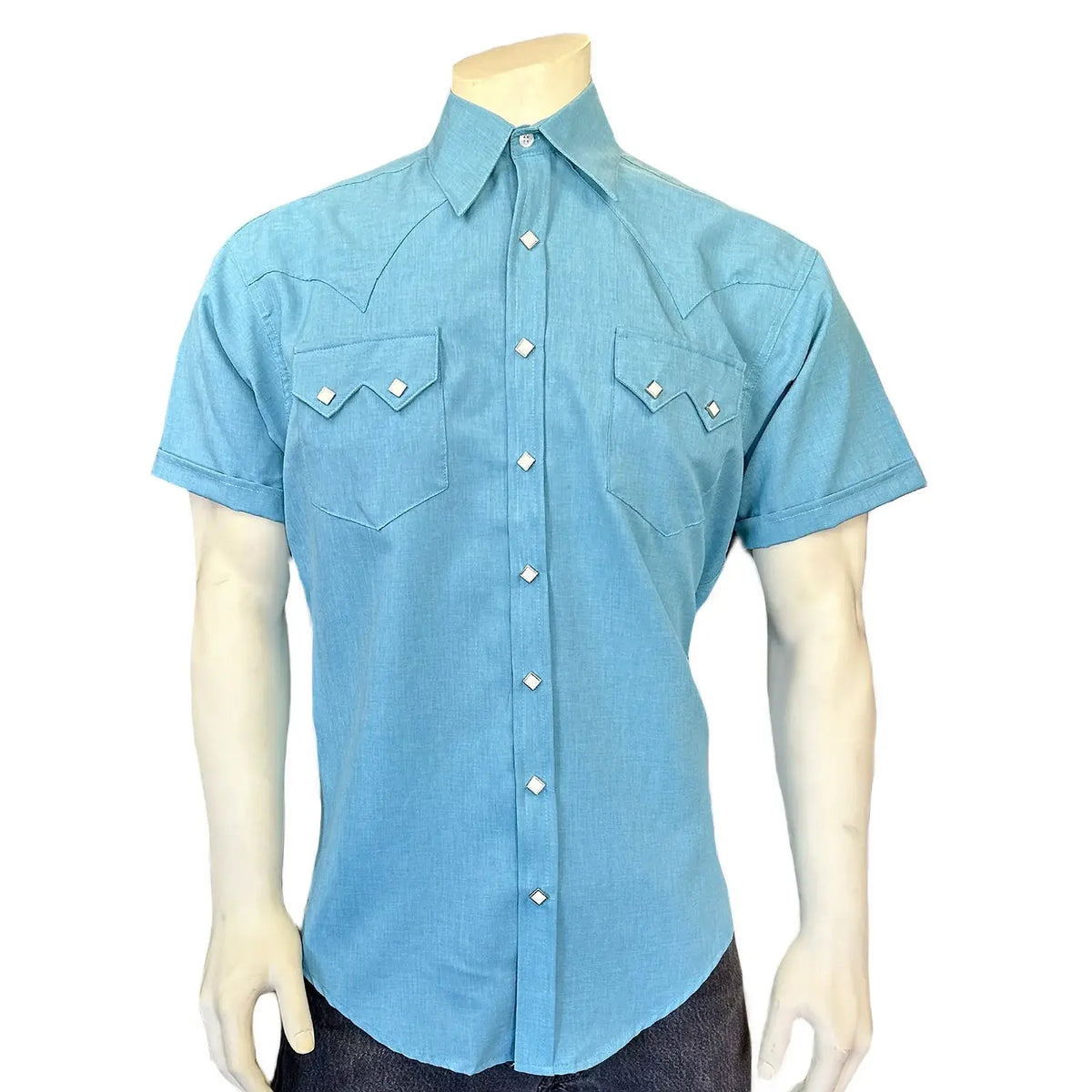 Rockmount Ranch Ware Men's Short Sleeve Aqua Western Shirt with UV Pro ...