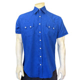 Rockmount Ranch Ware Menâs Short Sleeve Royal Blue Western Shirt with UV Protection - Rockmount Clothing - Flyclothing LLC