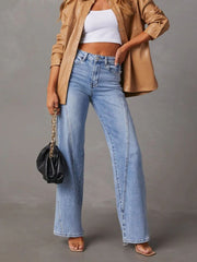 High Waist Straight Jeans with Pockets - Trendsi