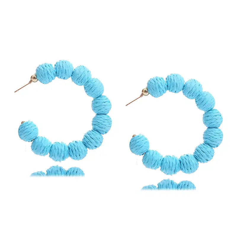 Raffia Grass C-Hoop Earrings - Trendsi - Flyclothing LLC
