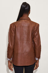 Stevie CF Leather Jacket, Dark Cognac