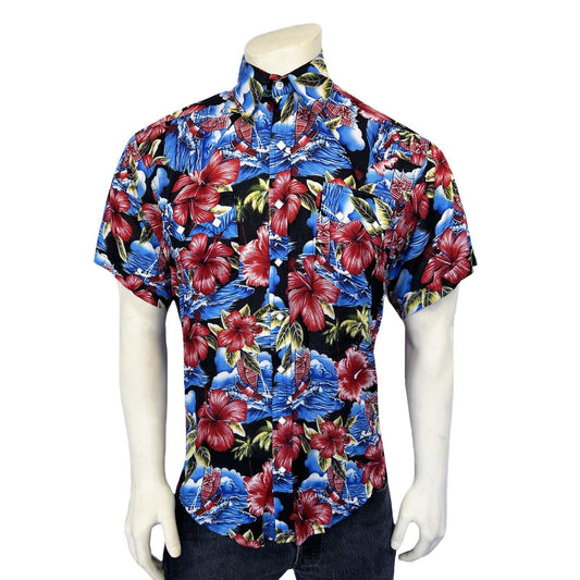 Rockmount Ranch Ware Menâs Short Sleeve Hawaiian Print Western Shirt in Purple - Rockmount Clothing - Flyclothing LLC