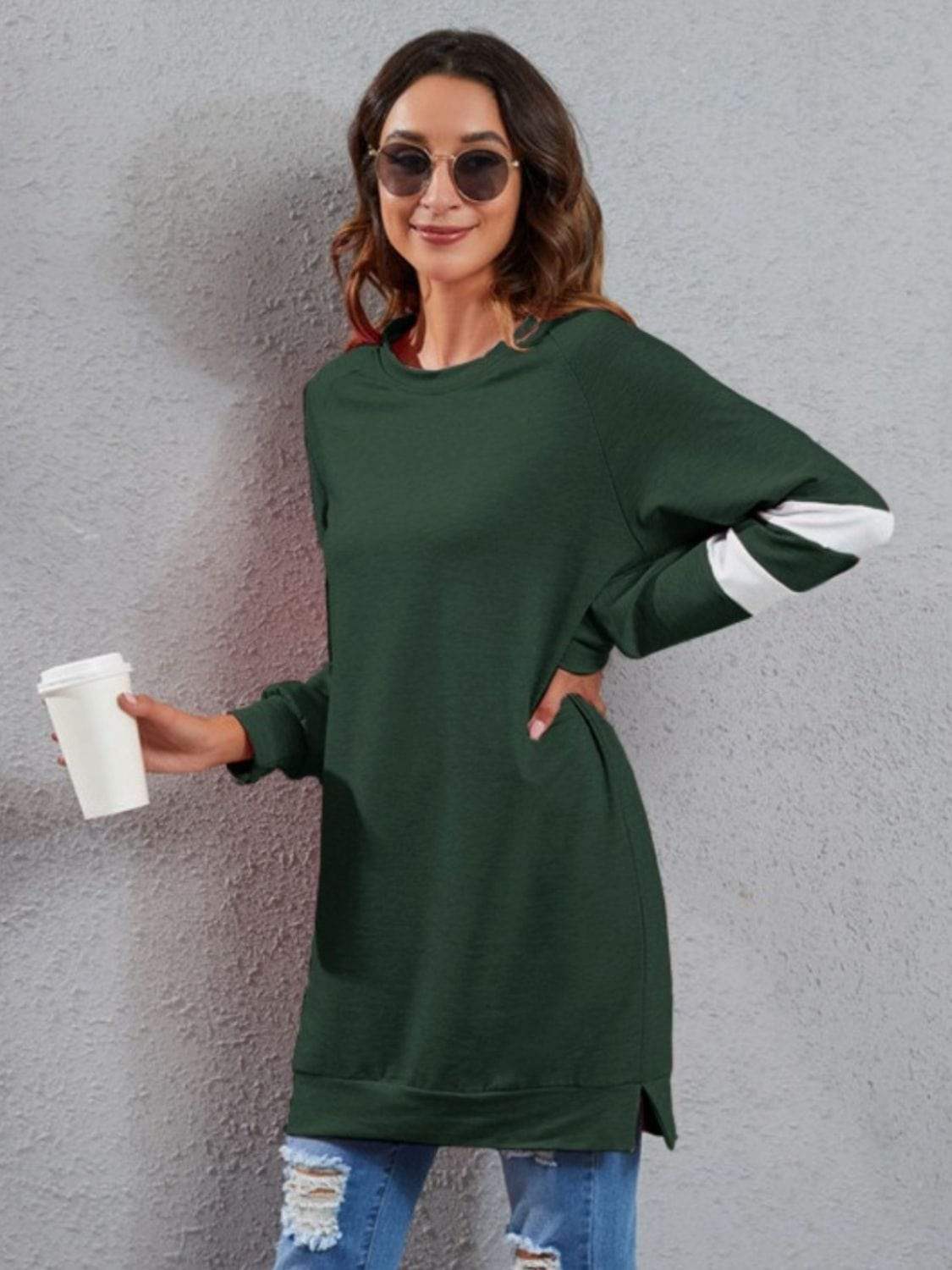 Full Size Striped Round Neck Long Sleeve T-Shirt - Trendsi - Flyclothing LLC