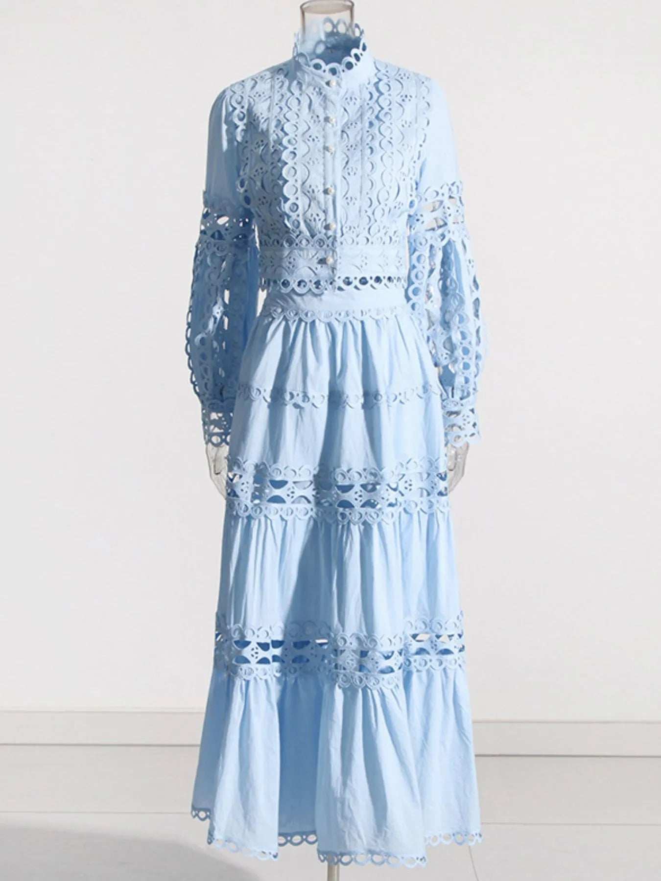 Lace Button Up Long Sleeve Top and Skirt Set - Trendsi - Flyclothing LLC