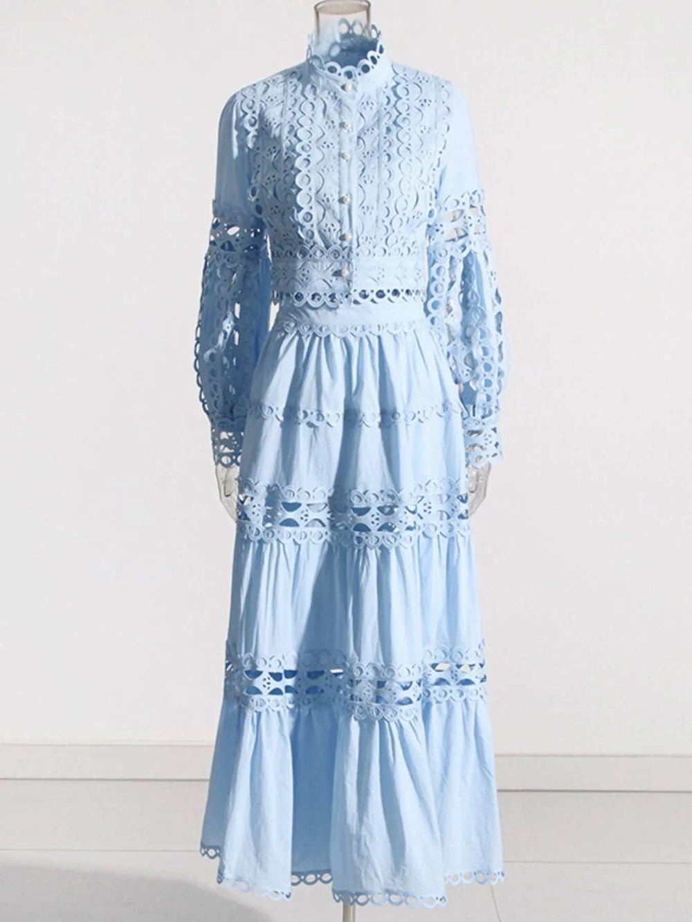 Lace Button Up Long Sleeve Top and Skirt Set - Trendsi - Flyclothing LLC