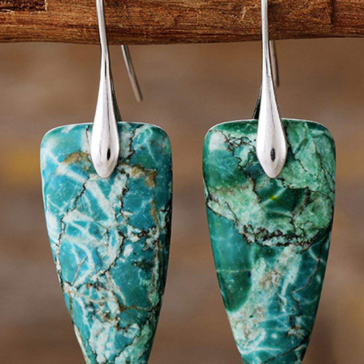 Natural Stone Geometric Shape Earrings - Trendsi - Flyclothing LLC