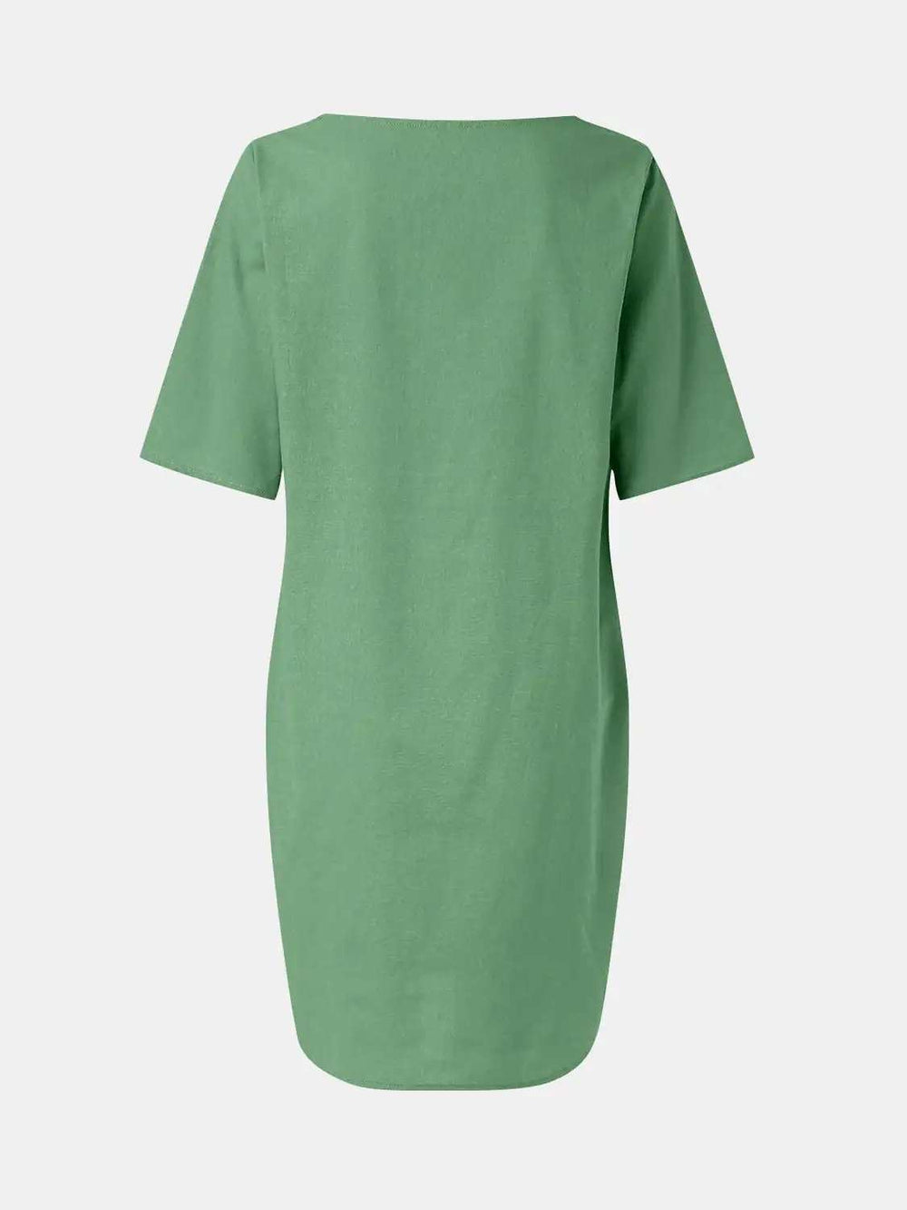 Full Size Round Neck Half Sleeve Dress with Pockets - Trendsi - Flyclothing LLC