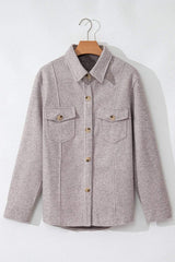 Button Up Collared Neck Long Sleeve Jacket - Trendsi - Flyclothing LLC
