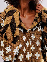 Collared Neck Long Sleeve Cardigan - Trendsi - Flyclothing LLC