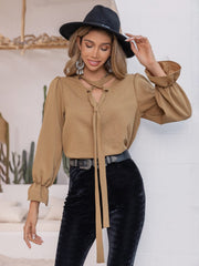 Ruched Flounce Sleeve Blouse - Trendsi