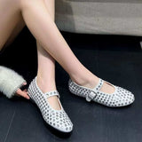 PU Leather Studded Flat Loafers - Trendsi - Flyclothing LLC
