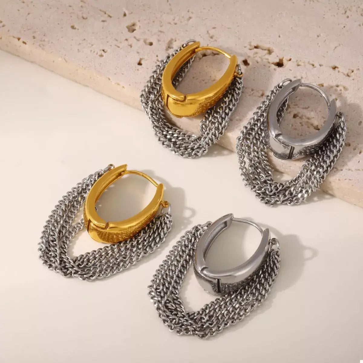 Chunky Chain Hoop Earrings - Trendsi - Flyclothing LLC