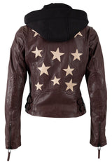 Christyn RF Star Detail with Hood Leather Jacket