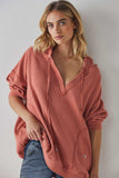 Exposed Seam Drawstring Long Sleeve Hoodie - Trendsi - Flyclothing LLC