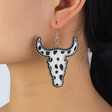 Alloy Animal Print Cow Head Earrings - Trendsi - Flyclothing LLC