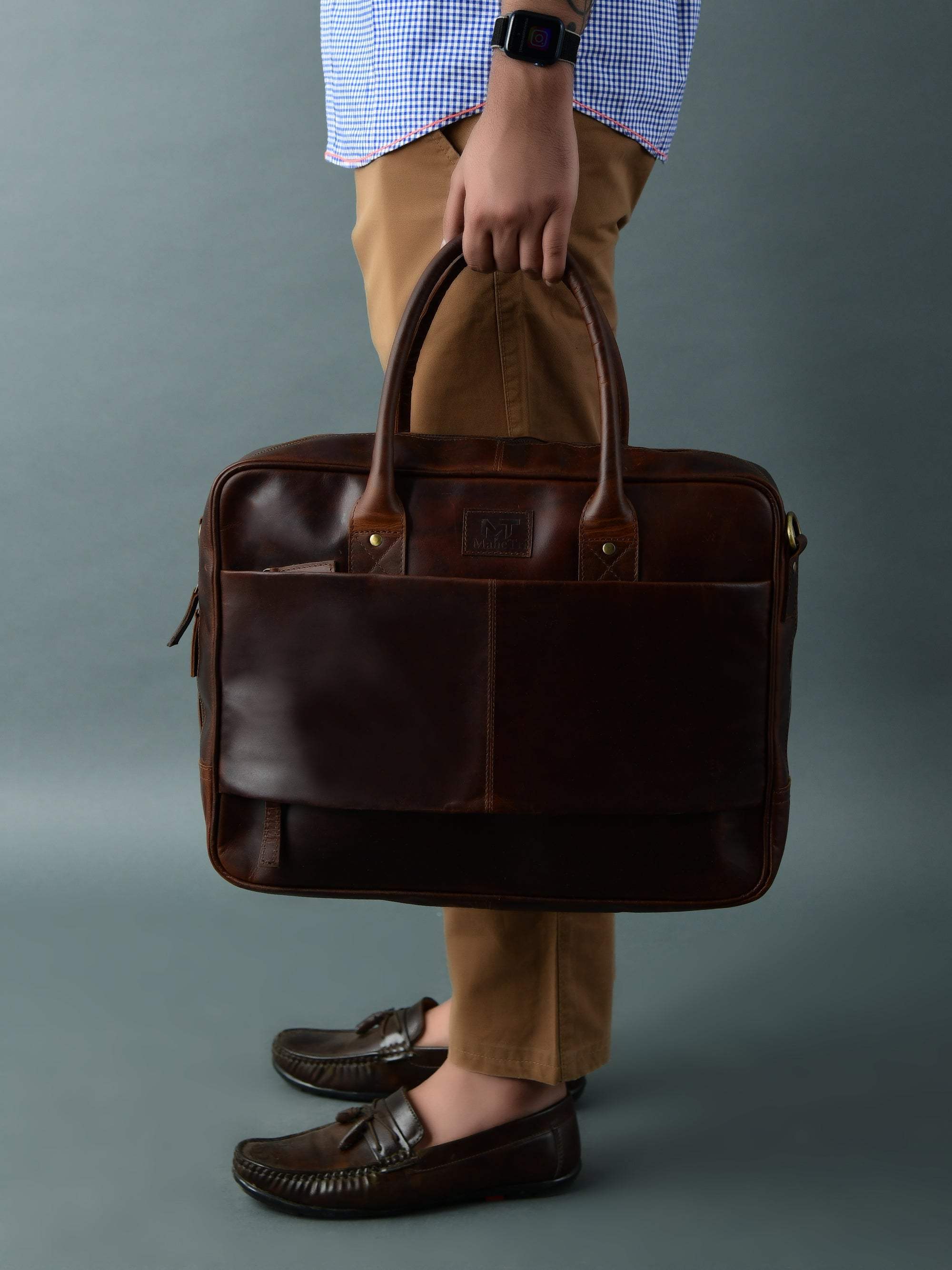 Crimson Contemporary Briefcase - Classy Leather Bags - Flyclothing LLC