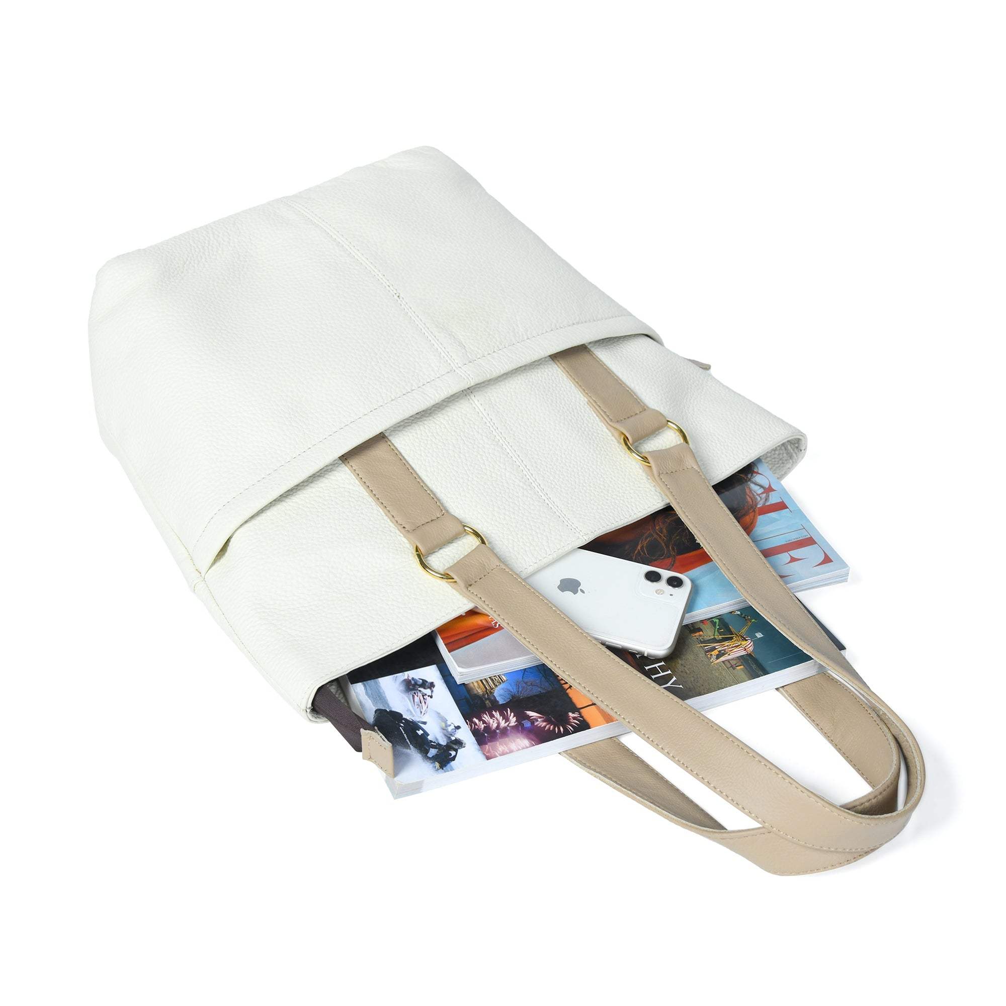 The Ivory Leather Tote - Classy Leather Bags - Flyclothing LLC
