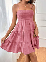 Tiered Smocked Square Neck Cami Dress - Trendsi - Flyclothing LLC