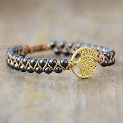 Alloy Natural Stone Braided Bracelet - Trendsi
